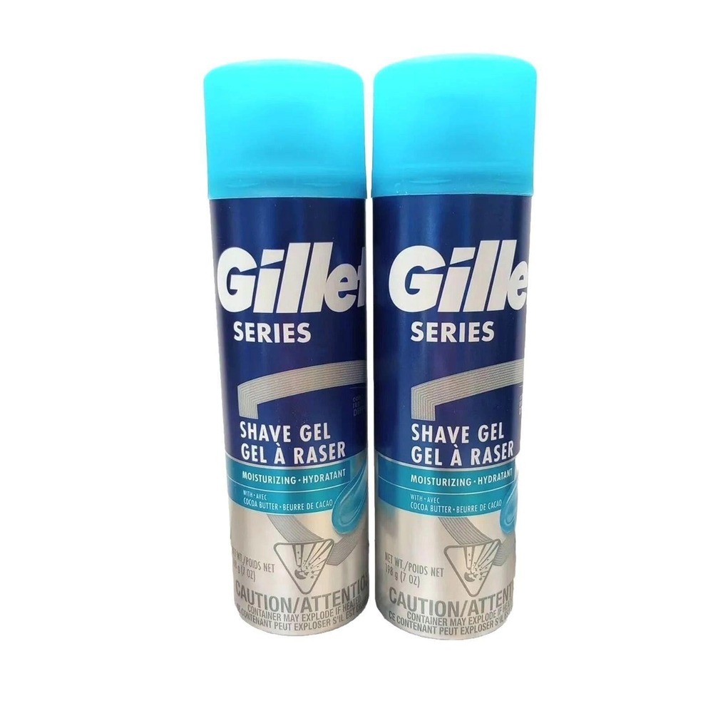 Gillette Series Shave Gel Moisturizing with Cocoa Butter 7oz 2 Pack Lot Mens